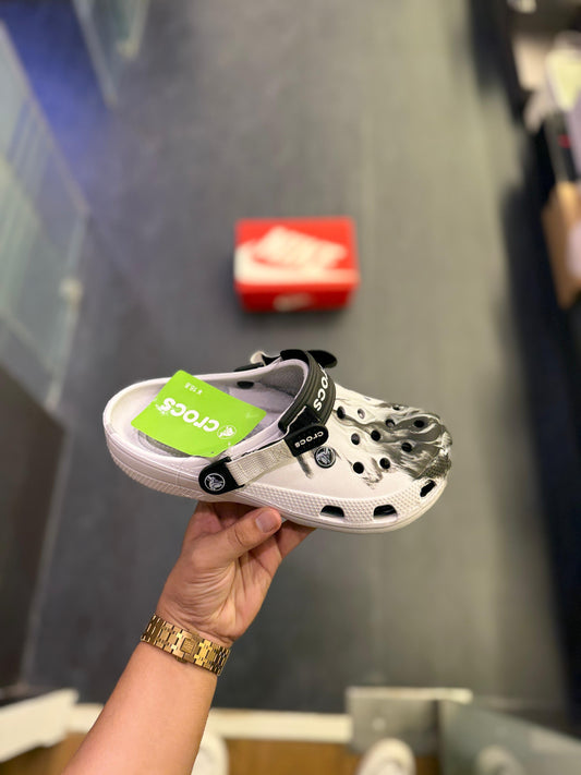 Original Crocs Unisex Clog - White with Black Paint Splash Design