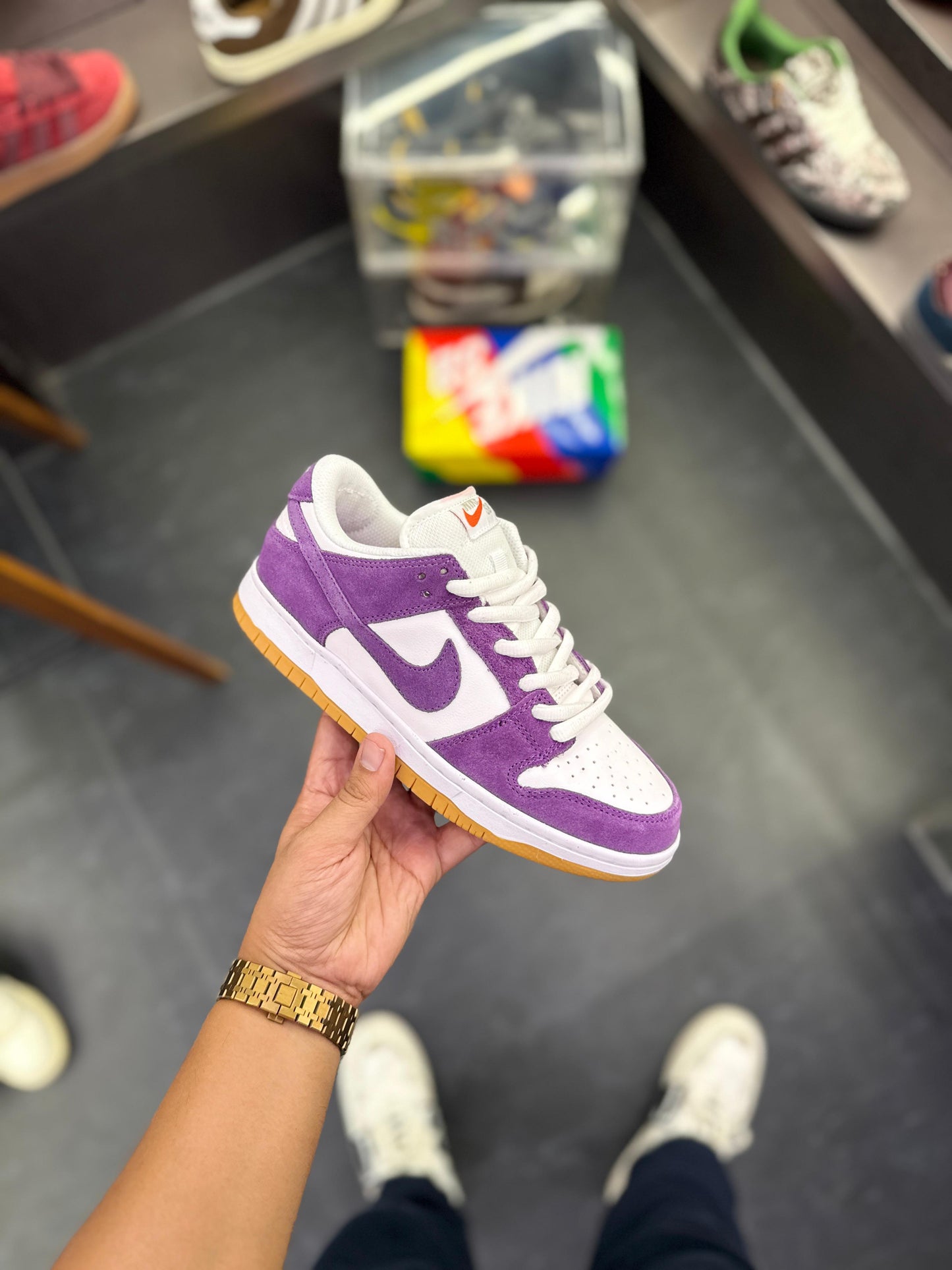 π Nike SB Dunk Low β Purple Suede with White Leather & Gum Sole