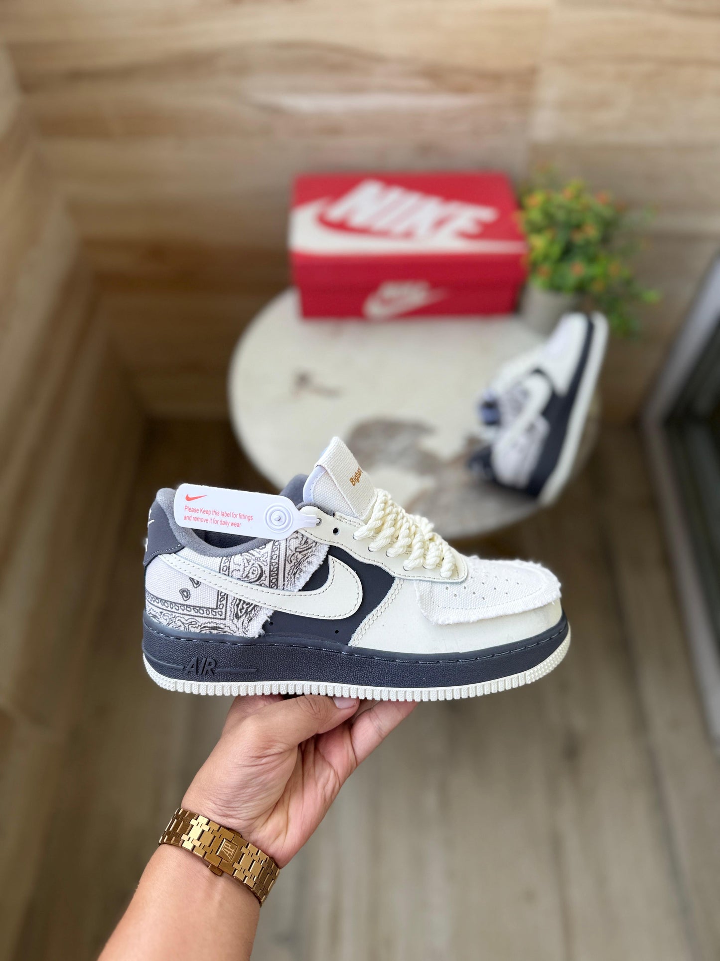Nike Air Force 1 Low Premium - Grey & White Paisley Edition