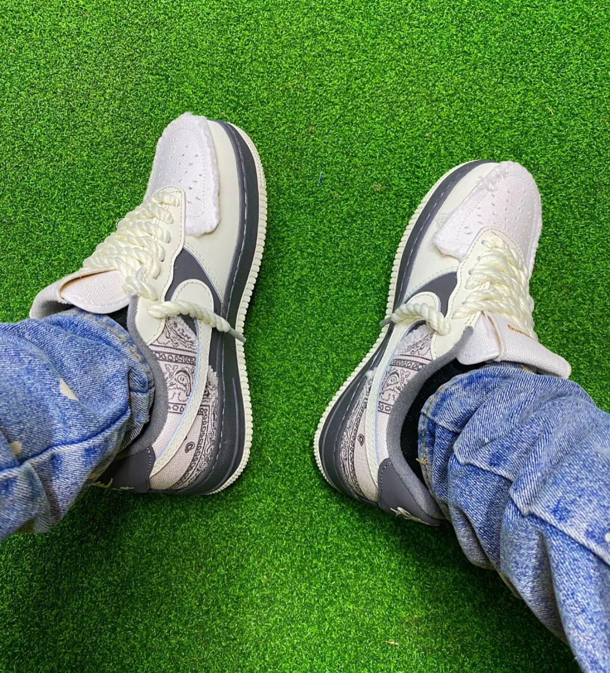 Nike Air Force 1 Low Premium - Grey & White Paisley Edition