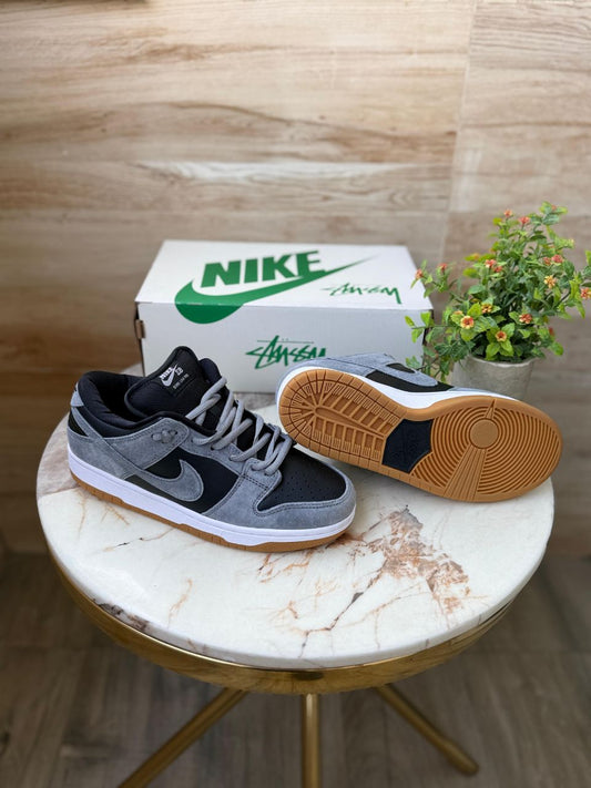 โ
 Premium Nike SB Dunk Low โ Grey & Black (Stรผssy Edition)
