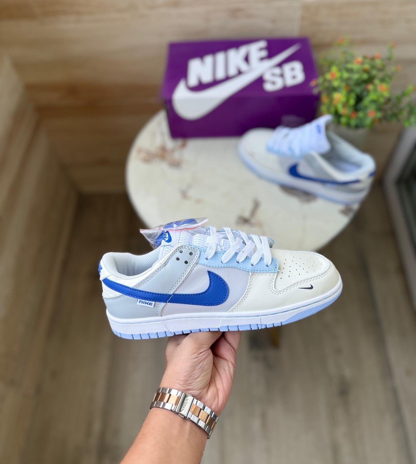 Nike SB Dunk Low β White & Blue Skateboarding Sneakers